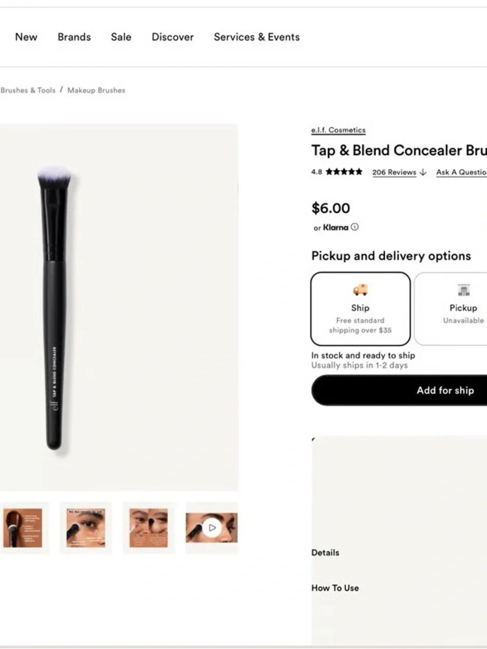 NEW e.l.f. Tap & Blend Concealer Makeup Brush 4 quantity set